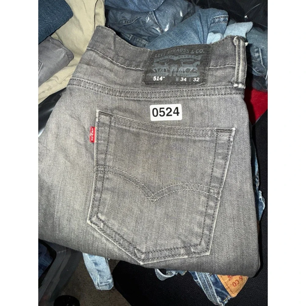Levi's 514 Straight Fit Jeans Men 34x32 Gray Denim Mid Rise Medium‎ Wash Outdoor